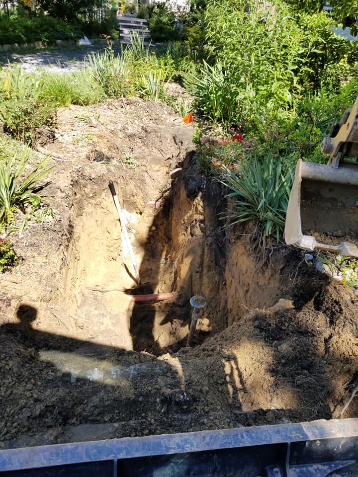 Open trench for sewer or water line repair